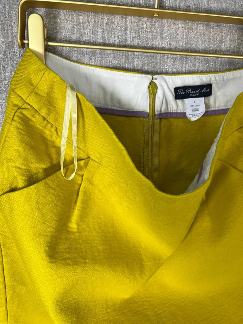 J.Crew Pencil Skirt 100% Cotton Tailored Chartreuse Yellow Size 6